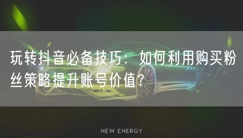 玩转抖音必备技巧：如何利用购买粉丝策略提升账号价值？