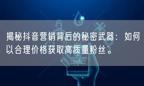 揭秘抖音营销背后的秘密武器：如何以合理价格获取高质量粉丝。
