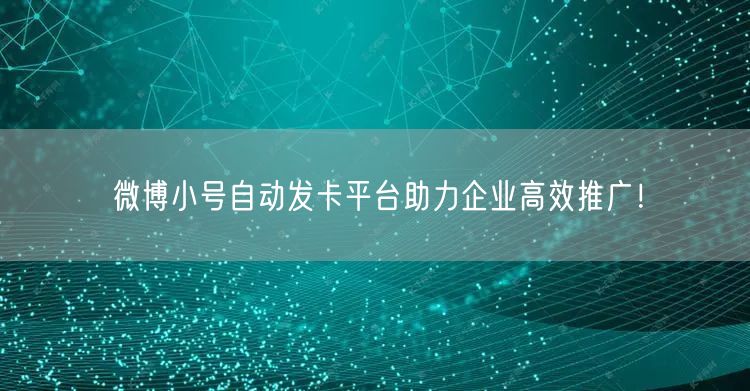 微博小号自动发卡平台助力企业高效推广！