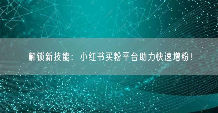 解锁新技能：小红书买粉平台助力快速增粉！