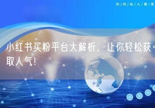 小红书买粉平台大解析，让你轻松获取人气！