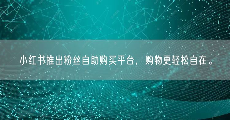 小红书推出粉丝自助购买平台，购物更轻松自在。