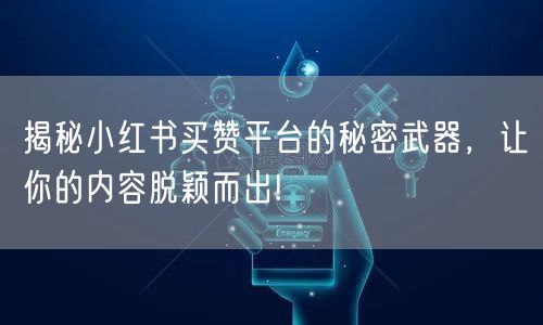 揭秘小红书买赞平台的秘密武器，让你的内容脱颖而出!