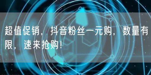超值促销，抖音粉丝一元购，数量有限，速来抢购！