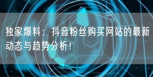 独家爆料：抖音粉丝购买网站的最新动态与趋势分析！