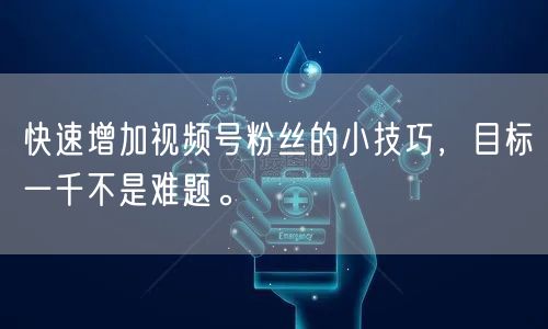 快速增加视频号粉丝的小技巧，目标一千不是难题。