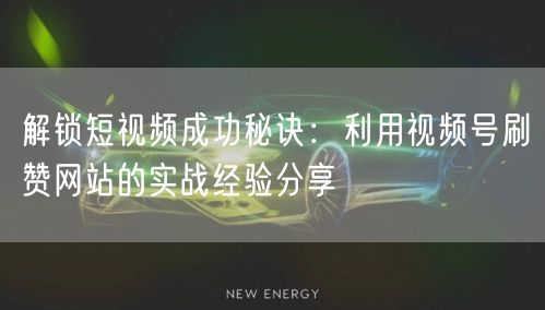 解锁短视频成功秘诀：利用视频号刷赞网站的实战经验分享