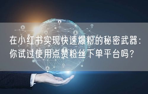 在小红书实现快速爆粉的秘密武器：你试过使用点赞粉丝下单平台吗？